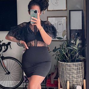 Black Sheer Dress with Lace